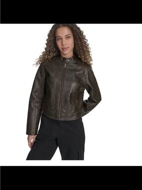 Levi's Women's Dark Brown Faux Leather Moto Jacket